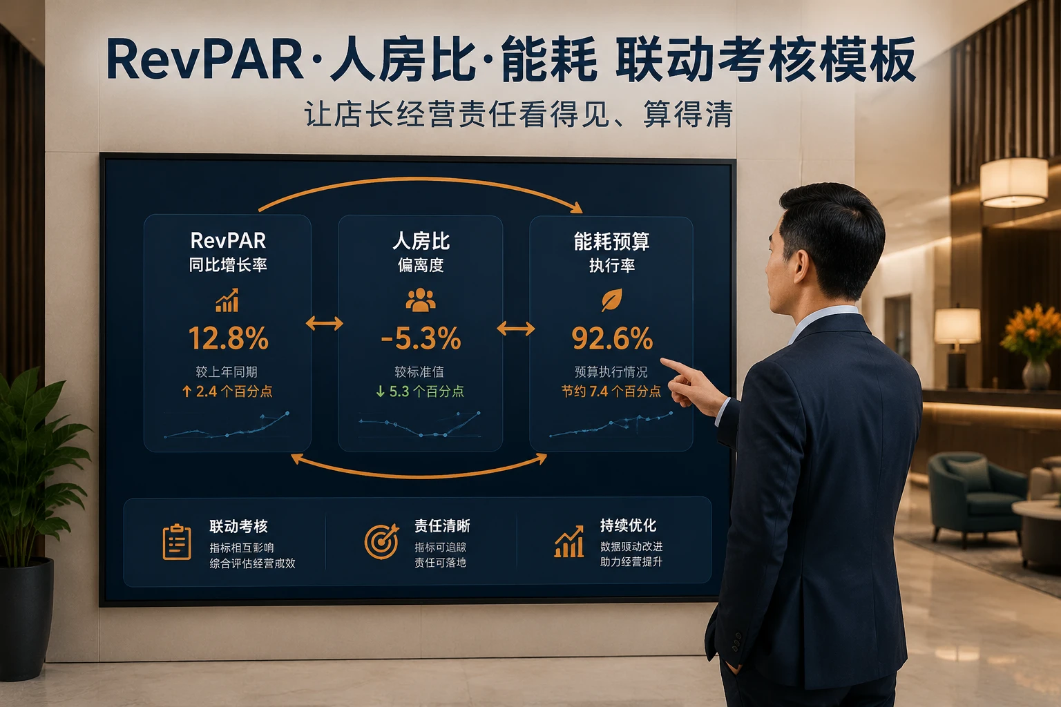 连锁酒店店长RevPAR·人房比·能耗联动考核模板（2026年版）