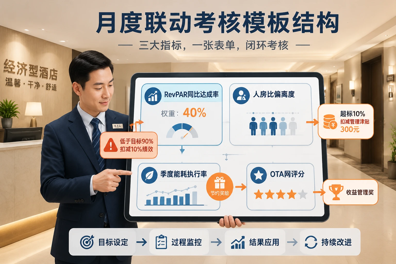 连锁酒店店长RevPAR·人房比·能耗联动考核模板（2026年版）