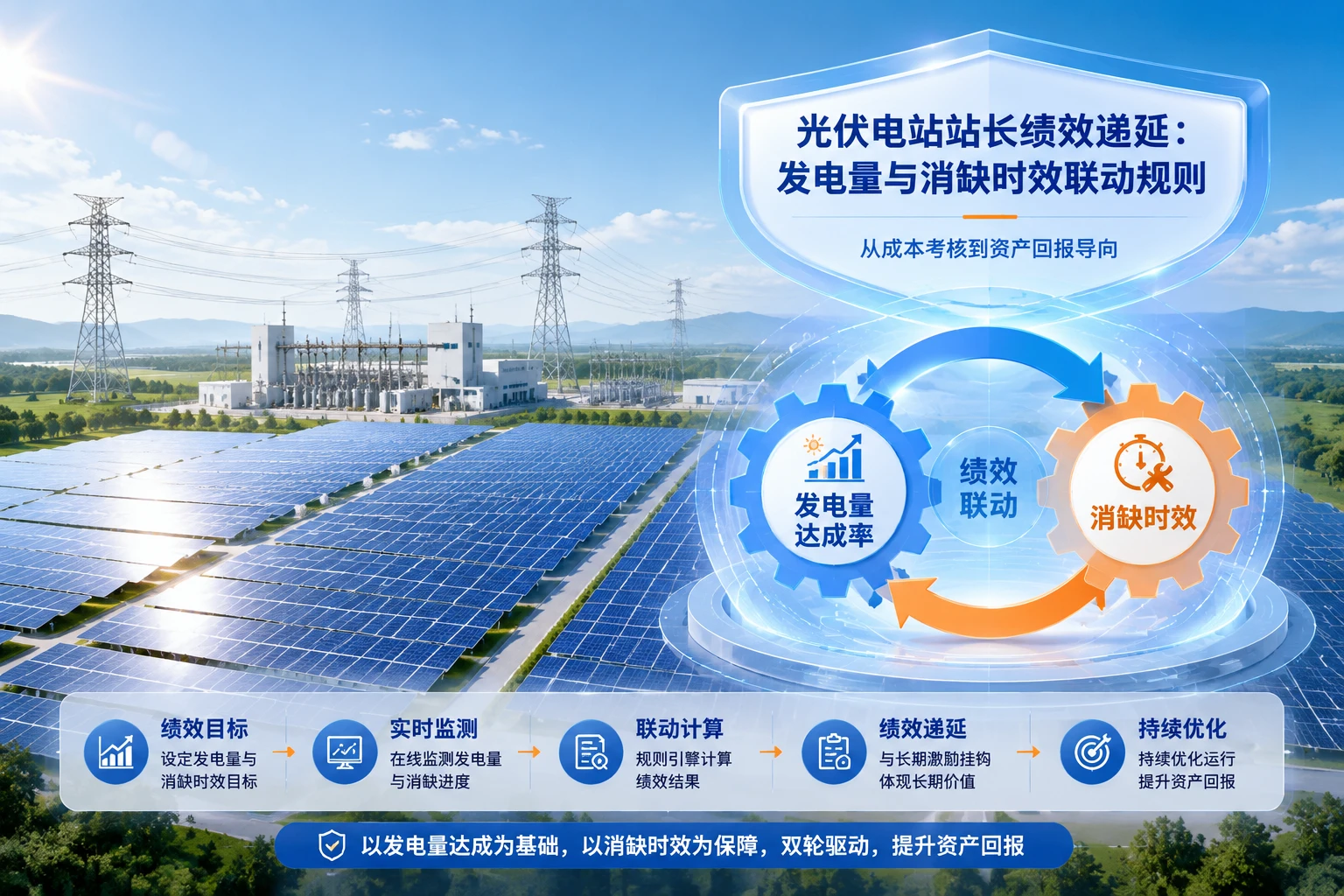 光伏电站站长绩效递延：发电量与消缺时效联动规则