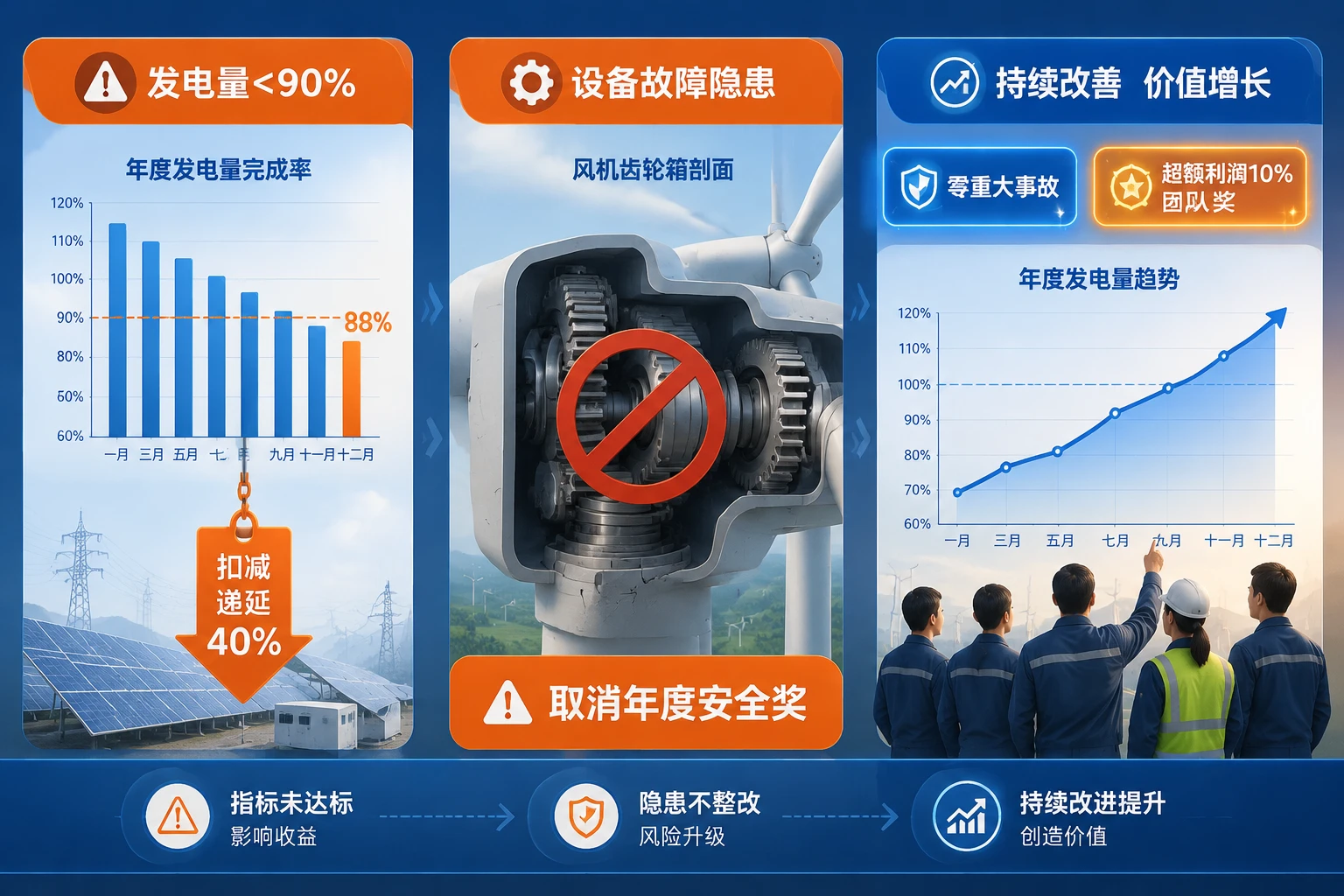 光伏电站站长绩效递延：发电量与消缺时效联动规则