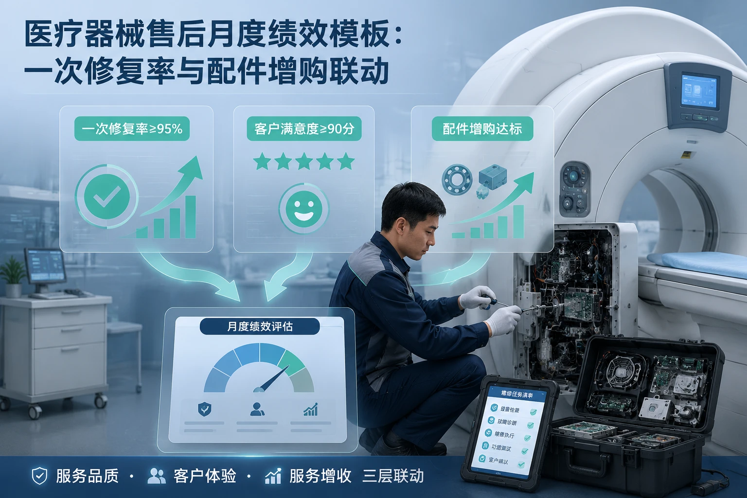 医疗器械售后月度绩效模板：一次修复率与配件增购联动（2026年版）