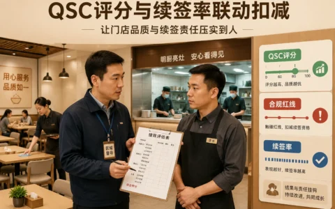 加盟督导月度绩效联动模板：QSC评分、合规红线与续签率计算工具