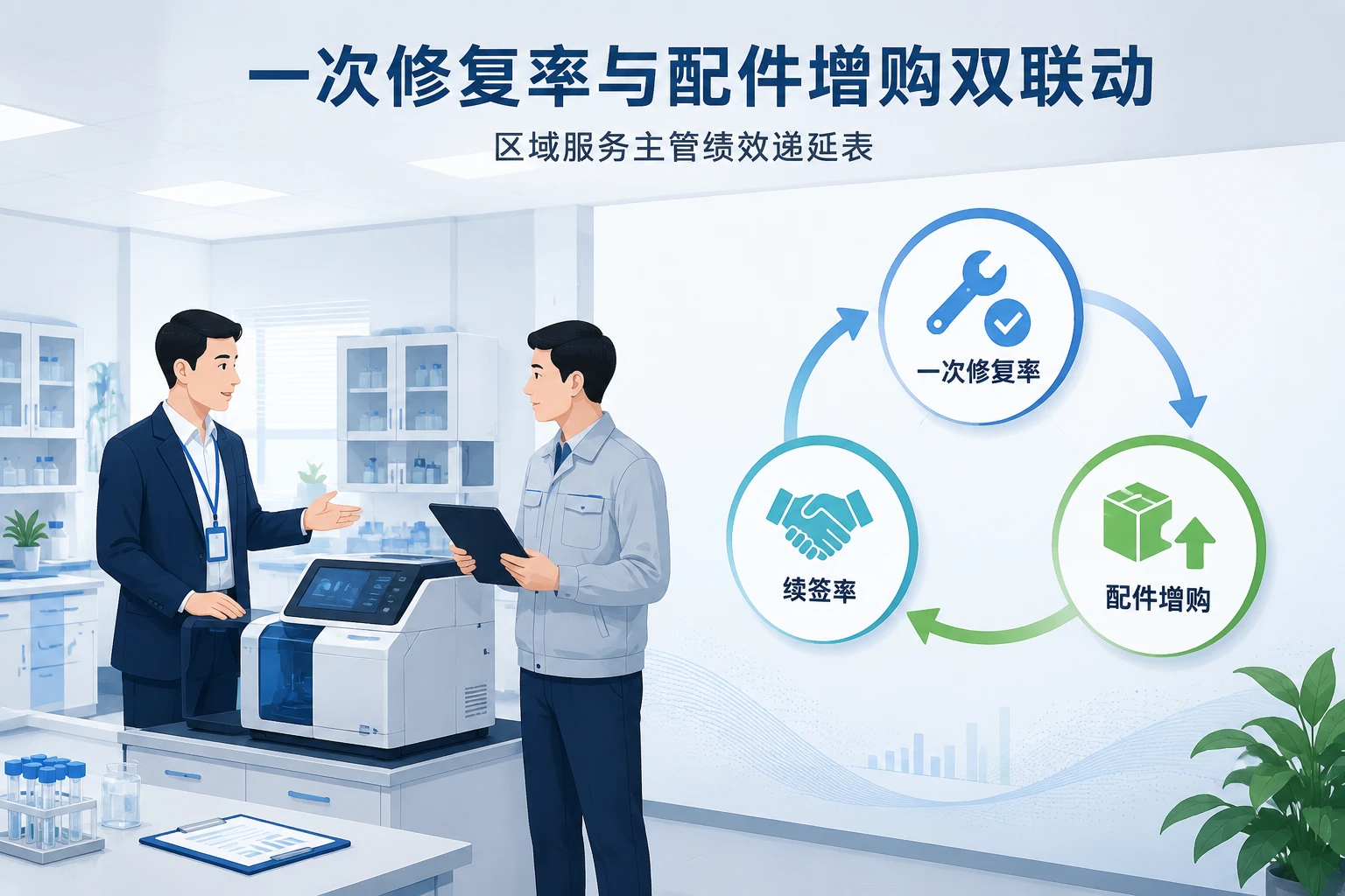 一次修复率与配件增购双联动：区域服务主管绩效递延表