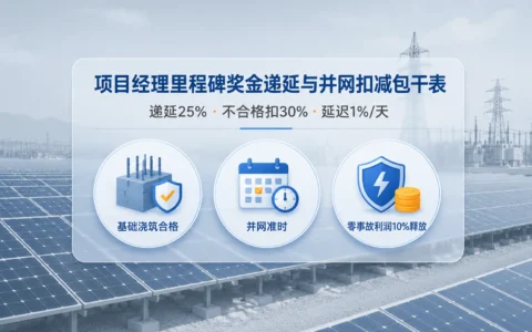 光伏EPC项目经理里程碑奖金递延与并网扣减包干表（2026年版）