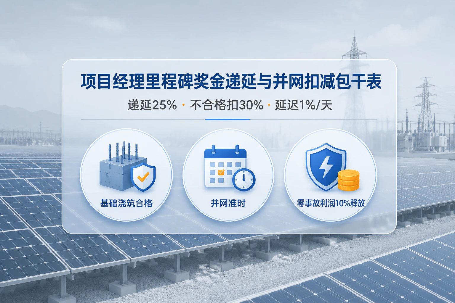 光伏EPC项目经理里程碑奖金递延与并网扣减包干表（2026年版）
