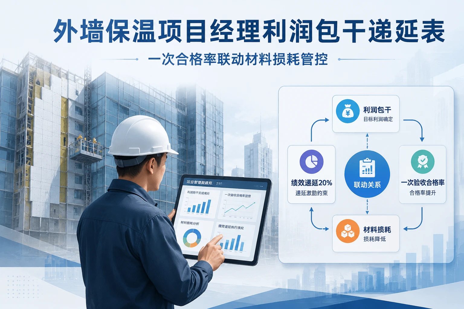 外墙保温项目经理利润包干递延表：一次合格率联动材料损耗