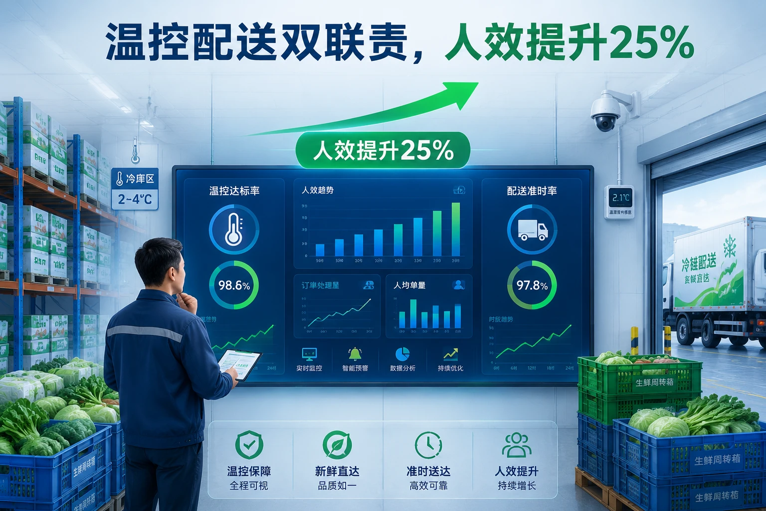 某生鲜平台仓配经理考核改革：温控配送双联责，人效提升25%