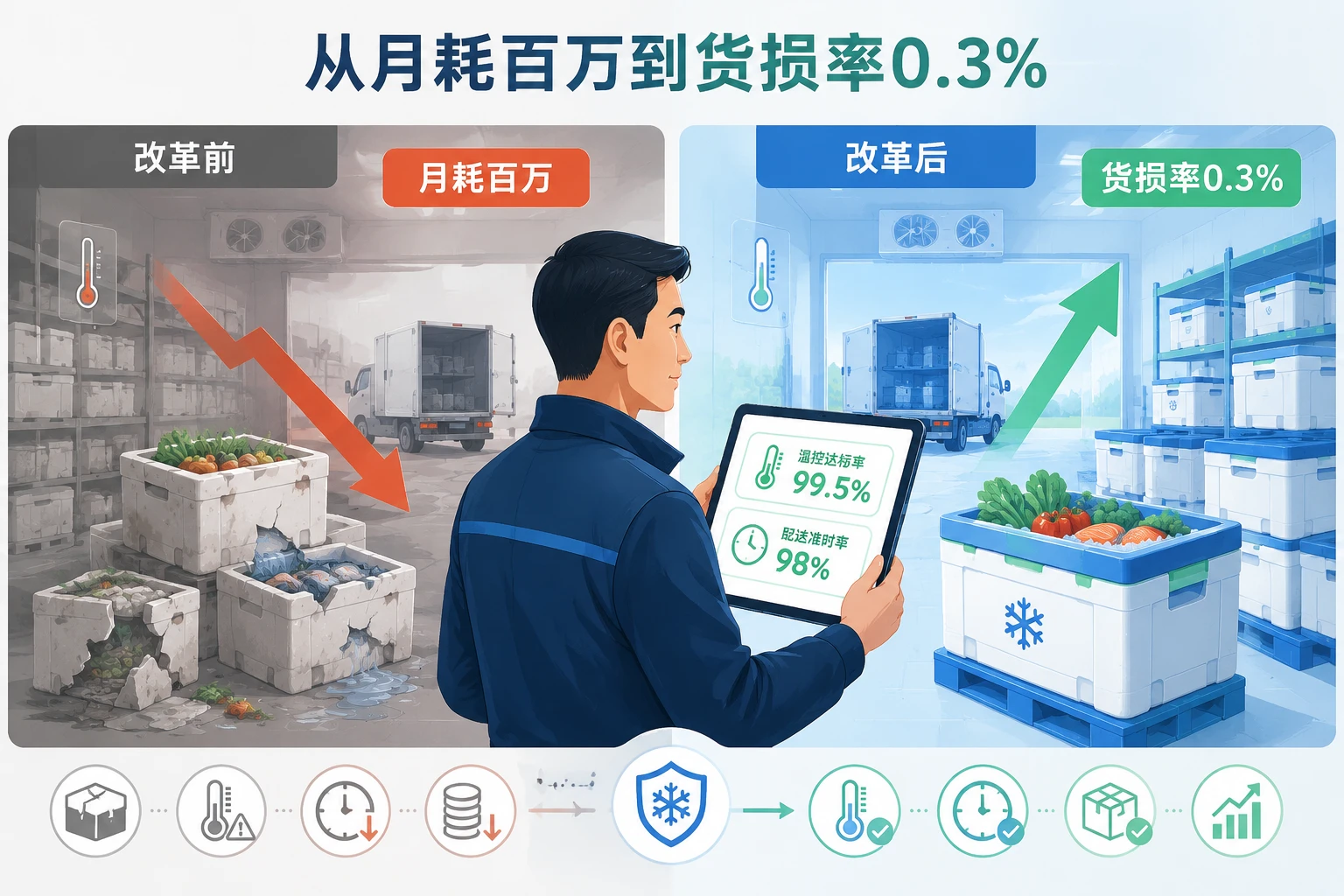 某生鲜平台仓配经理考核改革：温控配送双联责，人效提升25%