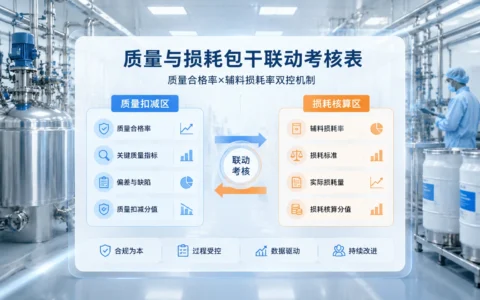 化学药CDMO生产班组质量与损耗包干联动考核表：可套用模板（2026年版）