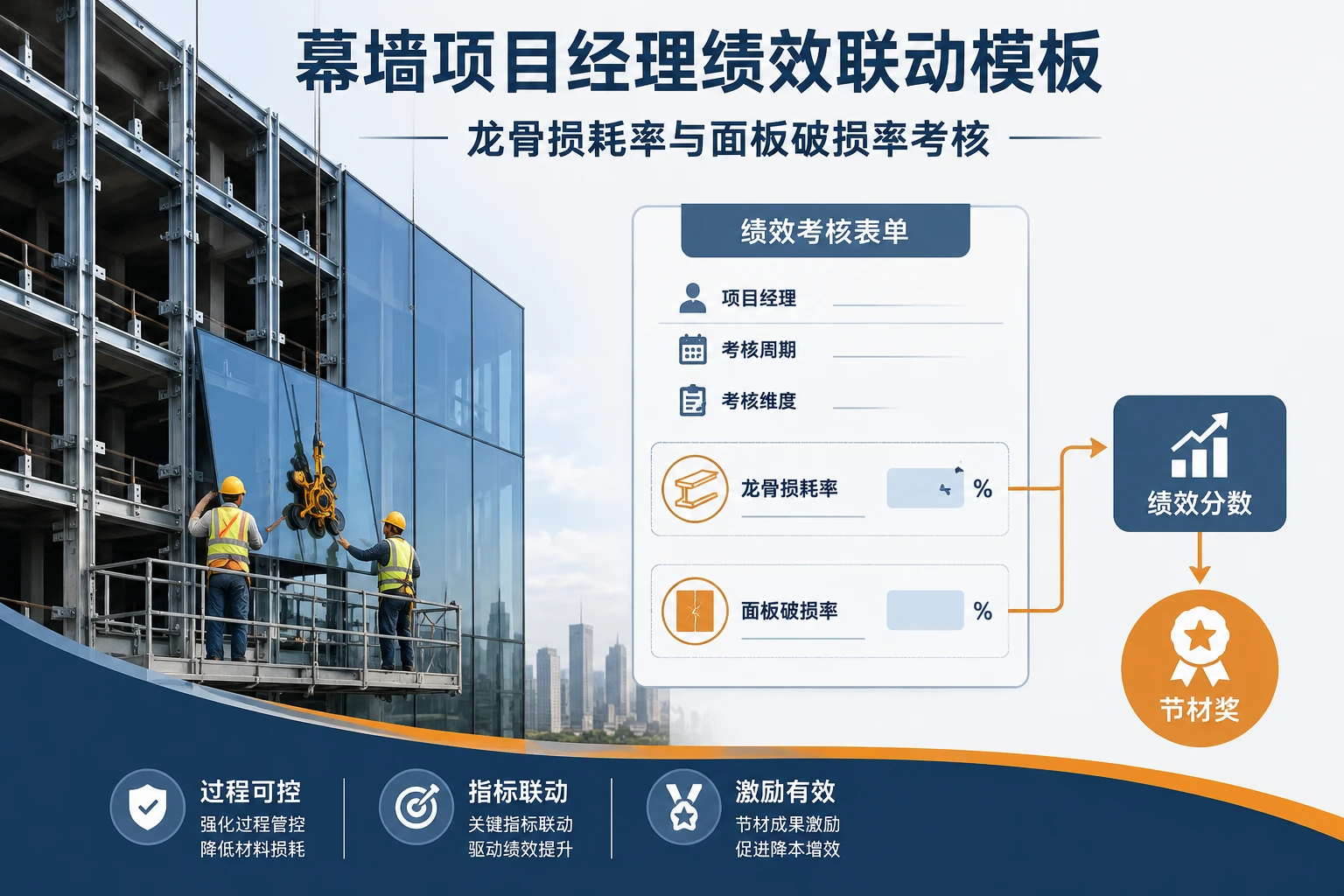 幕墙项目经理绩效联动模板:龙骨损耗率与面板破损率考核