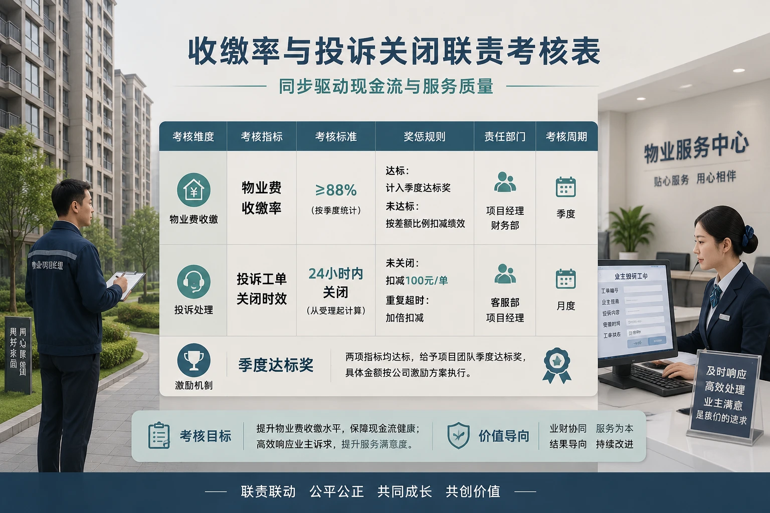 住宅物业项目经理收缴率投诉关闭联责考核表（2026年版）