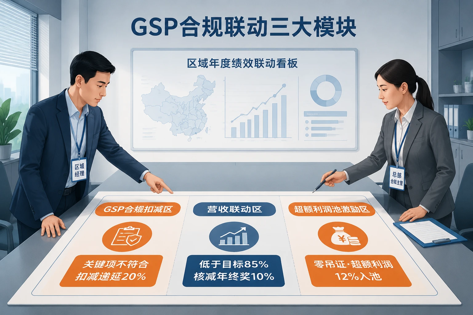 2026年连锁药店区域经理GSP绩效联动模板:递延15%与超额利润池
