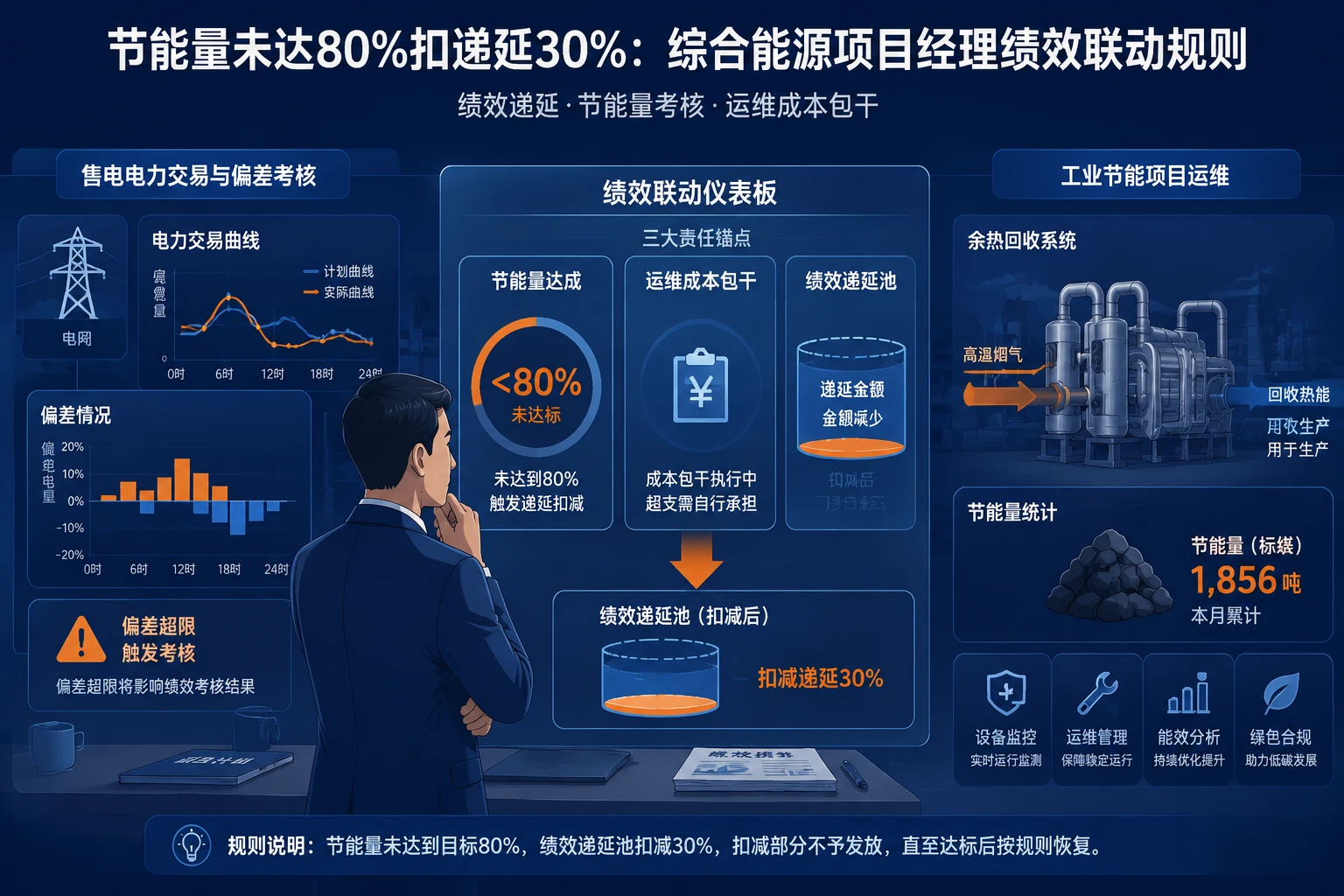 节能量未达80%扣递延30%：综合能源项目经理绩效联动规则（2026年版）