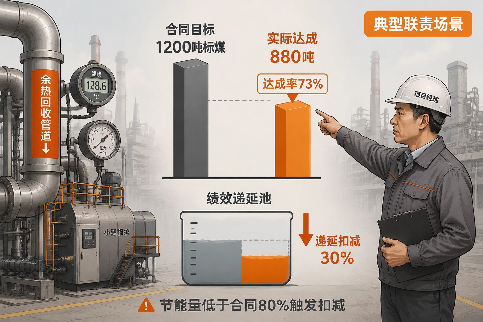 节能量未达80%扣递延30%：综合能源项目经理绩效联动规则（2026年版）