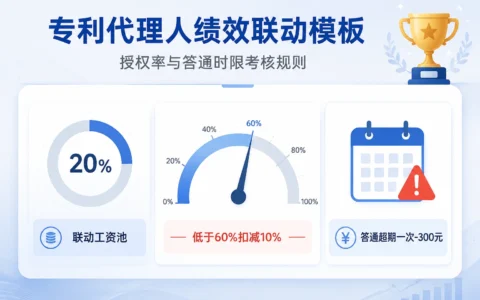 专利代理人绩效联动模板与考核指南：授权率、答通扣减及精英奖设计