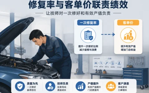 连锁汽修门店技师绩效改革实战：一次修复率与客单价联责，月人均产值提升25%
