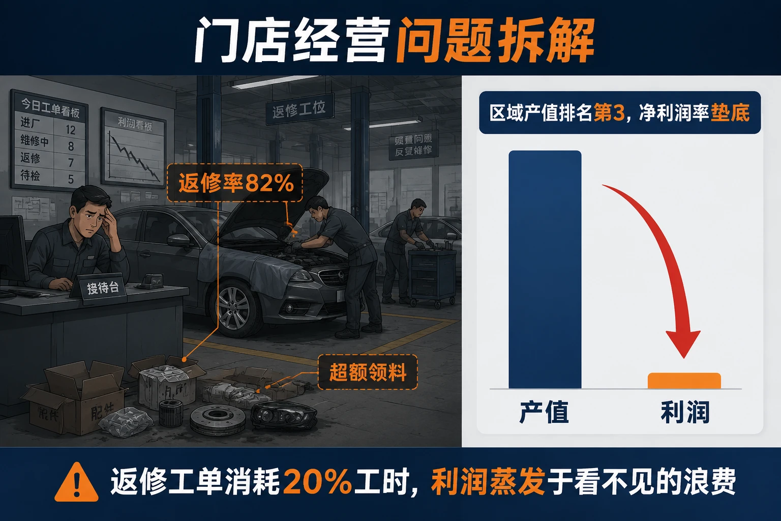 连锁汽修门店人效联责考核:返修率与配件损耗包干方案