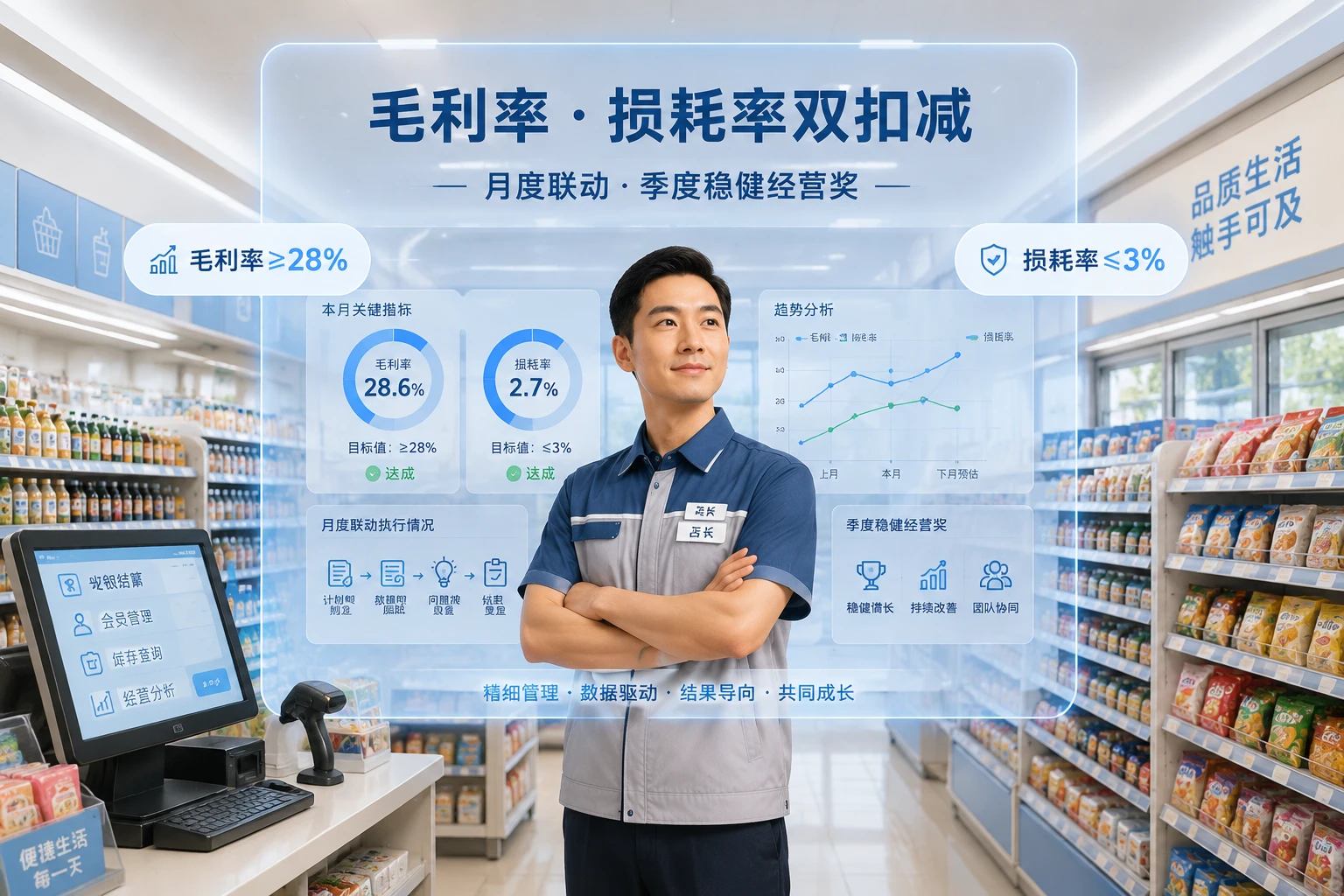 便利店店长绩效联动模板：毛利率损耗率双扣减与稳健经营奖（2026年版）