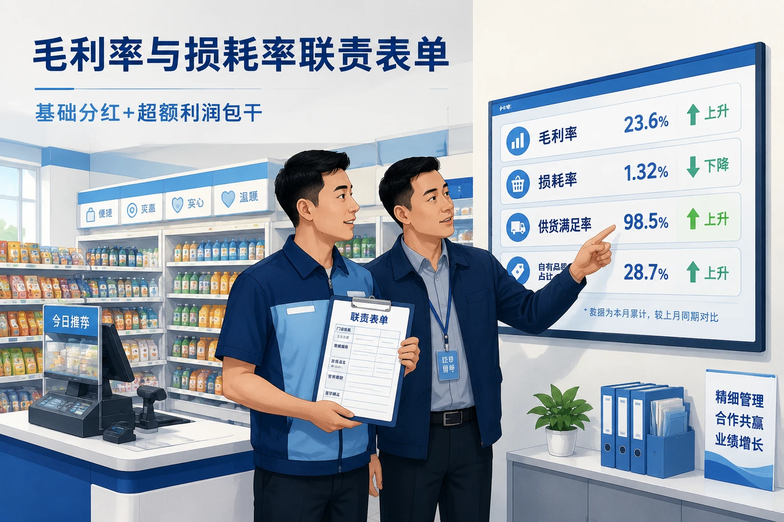 便利店店长经营责任制表单:毛利率与损耗率联责