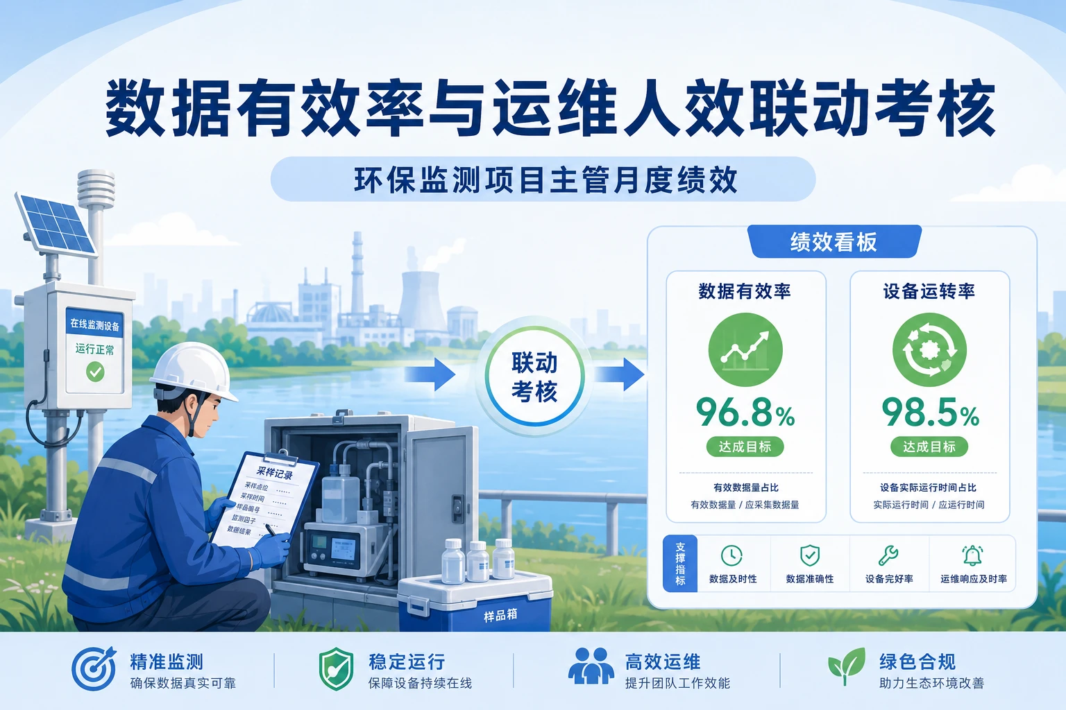 2026年环保监测项目主管数据有效率与运维人效联动考核模板