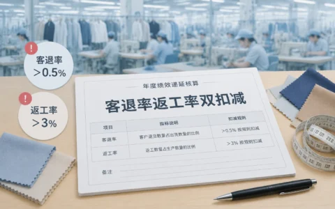 服装质检主管绩效递延核算表：客退率返工率双扣减规则与模板