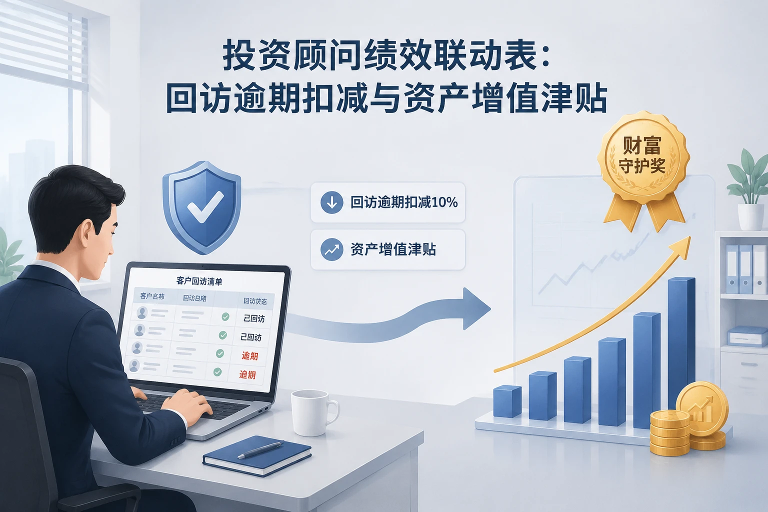 证券营业部投资顾问绩效联动表:回访逾期扣减与资产增值津贴模板(2026年版)
