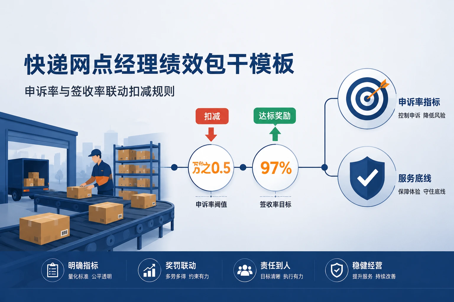 快递网点经理绩效包干模板:申诉率与签收率联动扣减规则(2026年版)