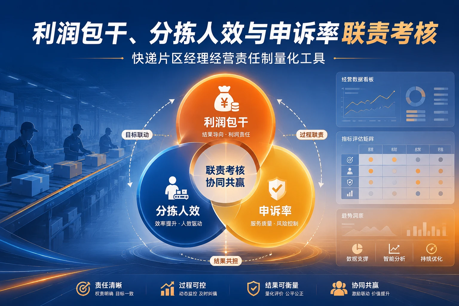2026年快递片区经理季度考核表：利润包干、分拣人效与申诉率联责