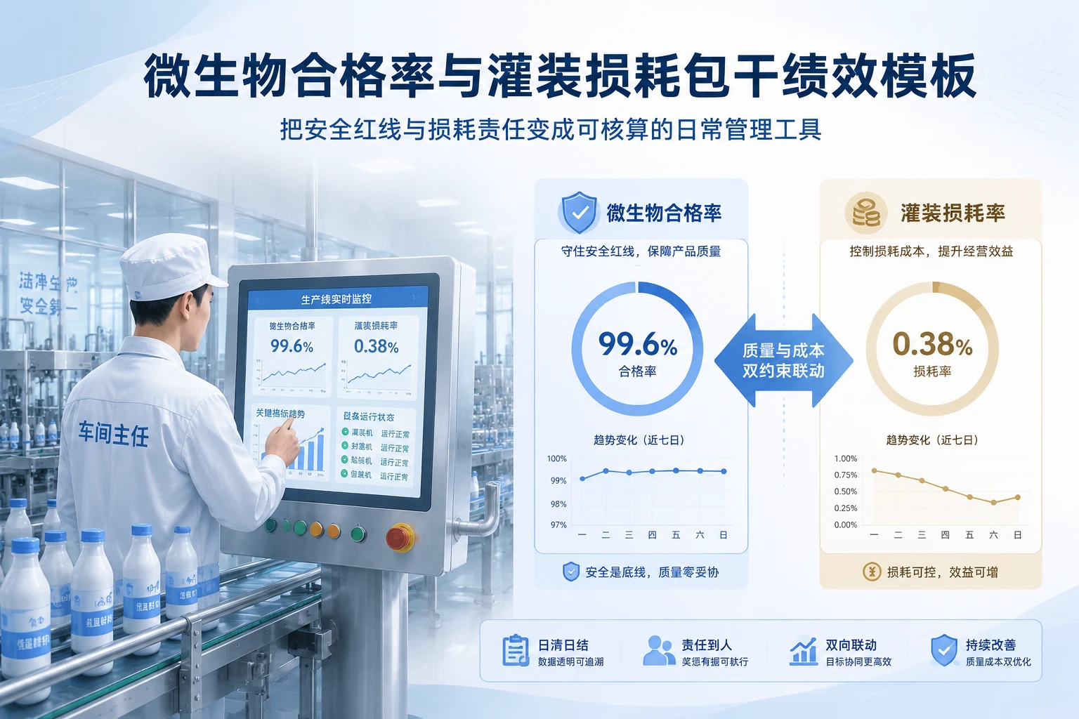 2026年低温乳品车间主任绩效联动模板:微生物合格率与灌装损耗包干