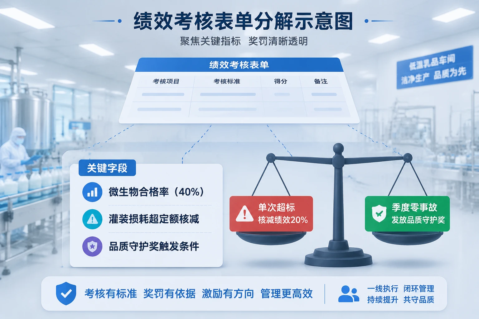2026年低温乳品车间主任绩效联动模板:微生物合格率与灌装损耗包干