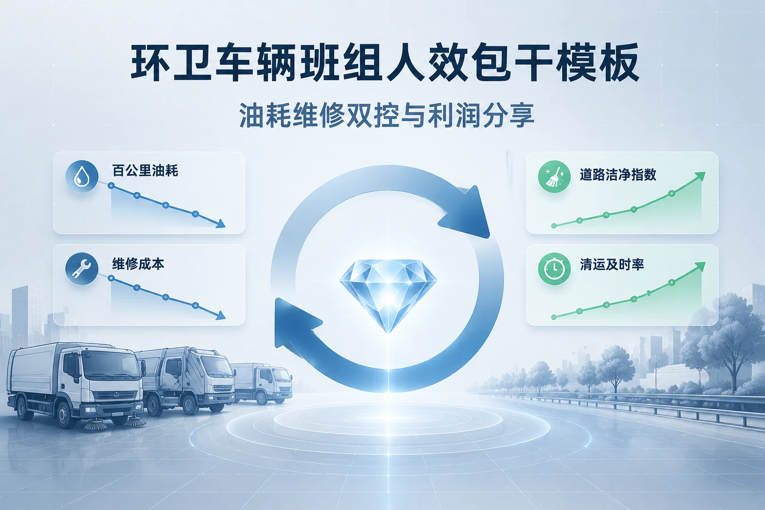 环卫车辆班组人效包干模板:百公里油耗与维修双控及利润分享