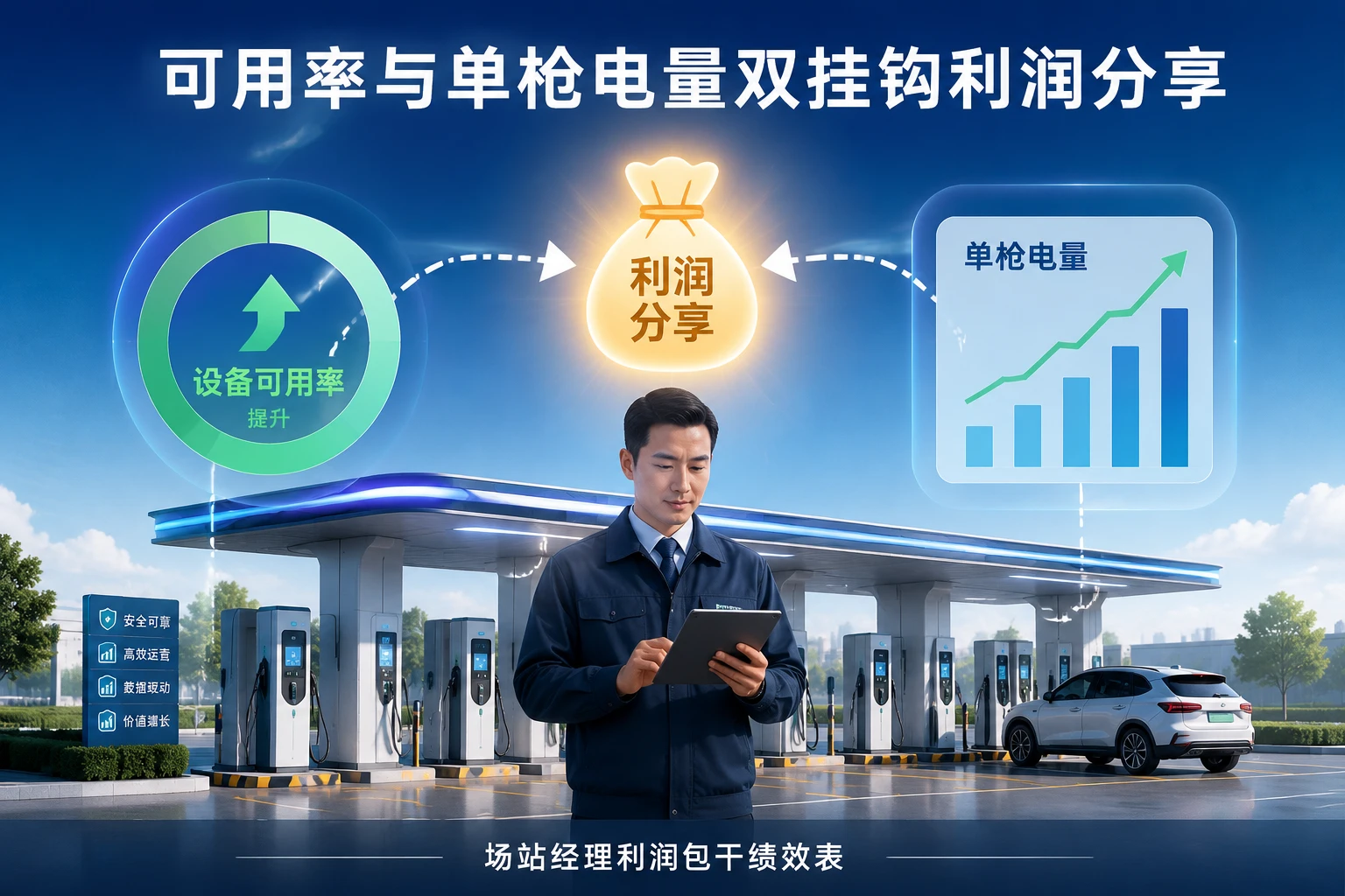 2026年充电场站经理绩效包干表：可用率与单枪电量双挂钩利润分享