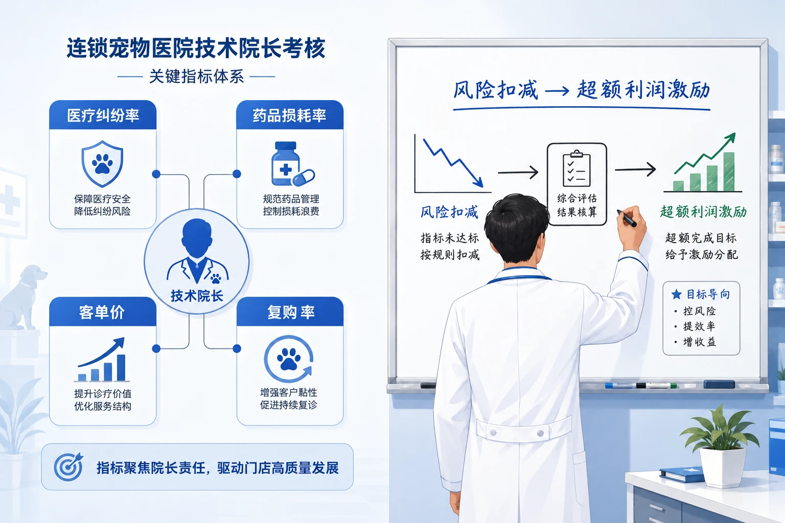 连锁宠物医院技术院长经营责任制考核表：医疗纠纷率与药品损耗联责扣减（2026年版）