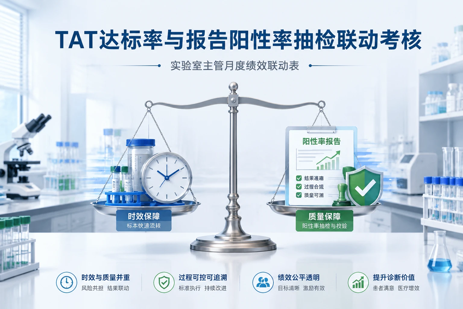 2026年医学检验实验室主管月度绩效联动表：TAT达标率与报告阳性率抽检考核