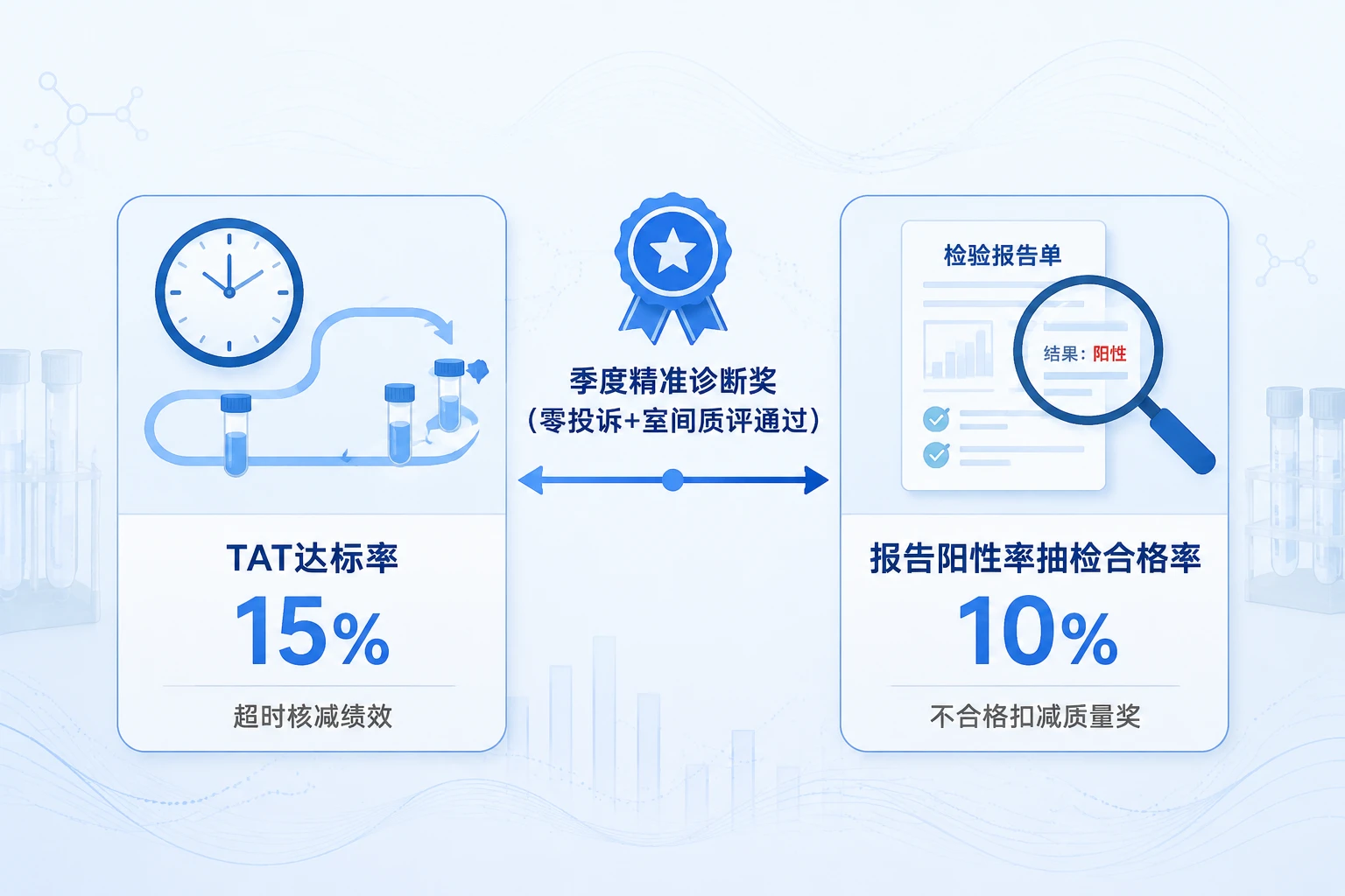 2026年医学检验实验室主管月度绩效联动表：TAT达标率与报告阳性率抽检考核