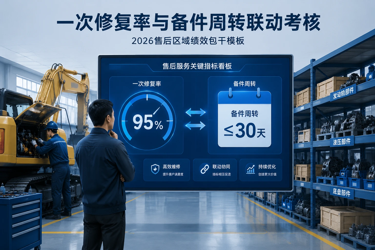 2026年工程机械售后区域绩效包干模板:一次修复率与备件周转联动考核