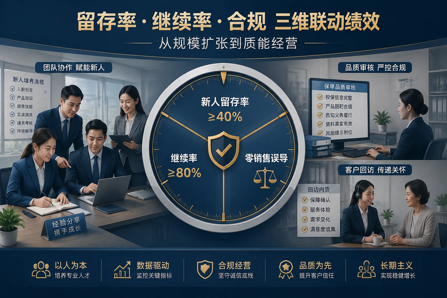 2026年保险代理人团队长绩效联动:留存率继续率双控与合规扣减