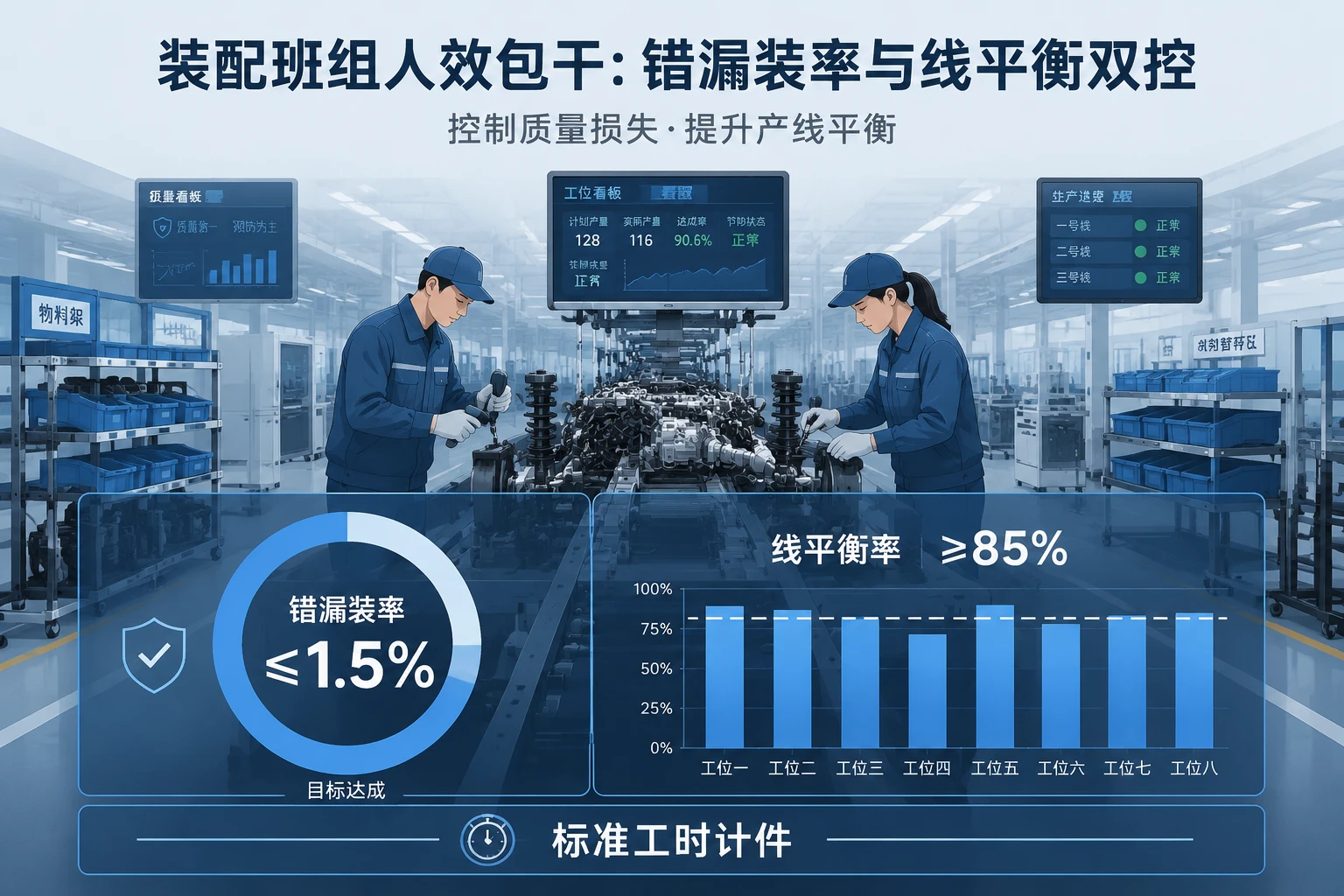 2026年汽车零部件装配班组人效包干模板：错漏装率与线平衡双控
