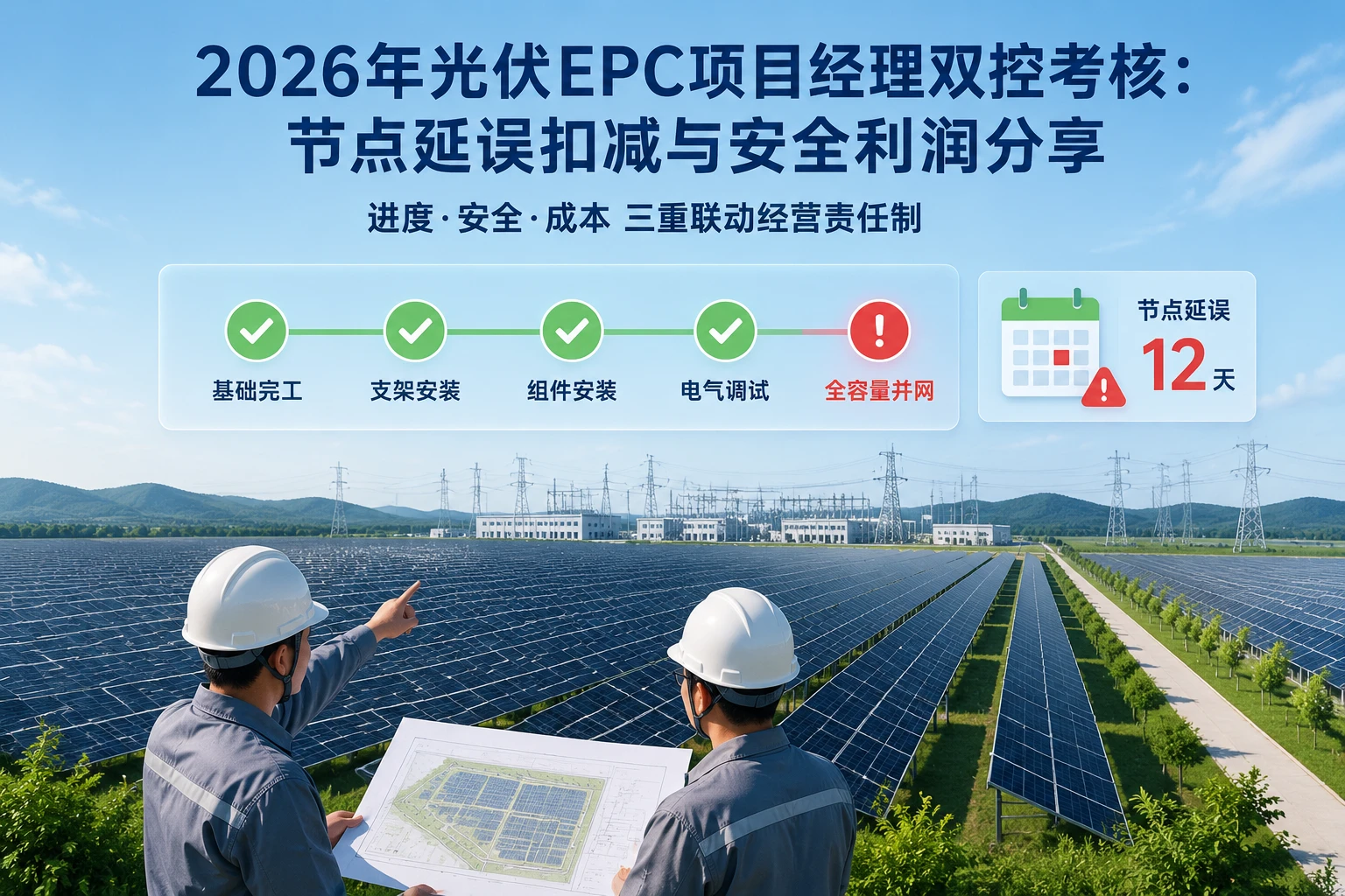 2026年光伏EPC项目经理双控考核：节点延误扣减与安全利润分享