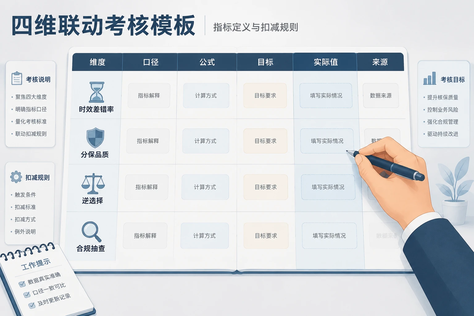 再保核保主管绩效递延考核模板：时效差错与逆选择双控
