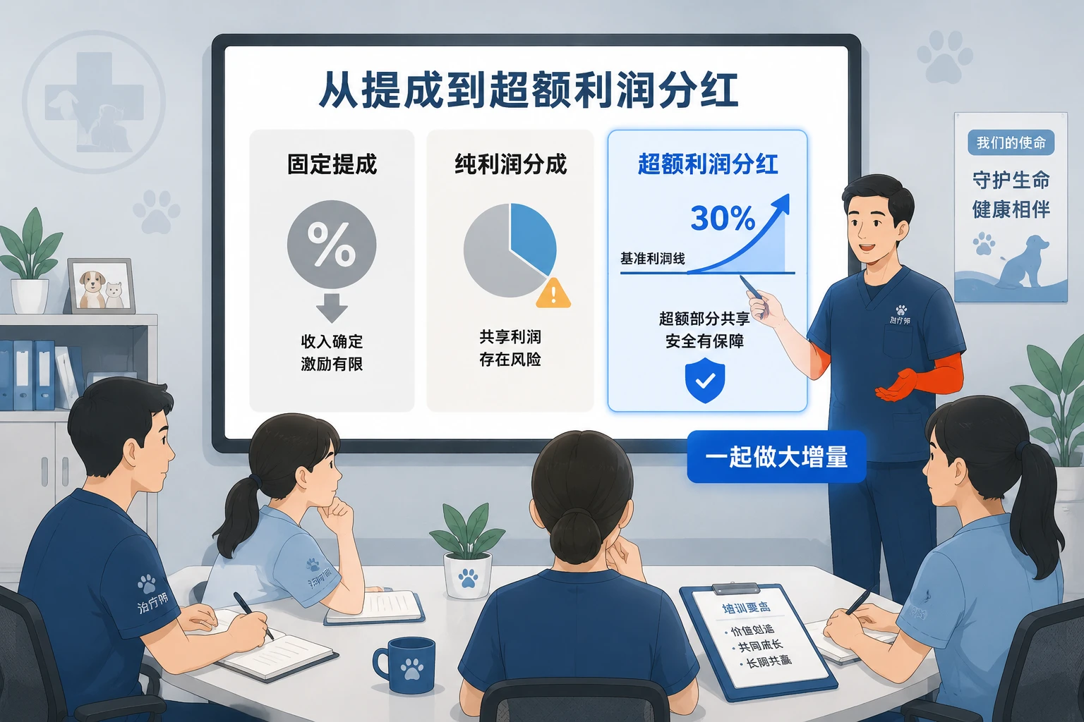 2026年连锁康复诊所治疗师超额利润分红方案:30%分红与一票否决联动