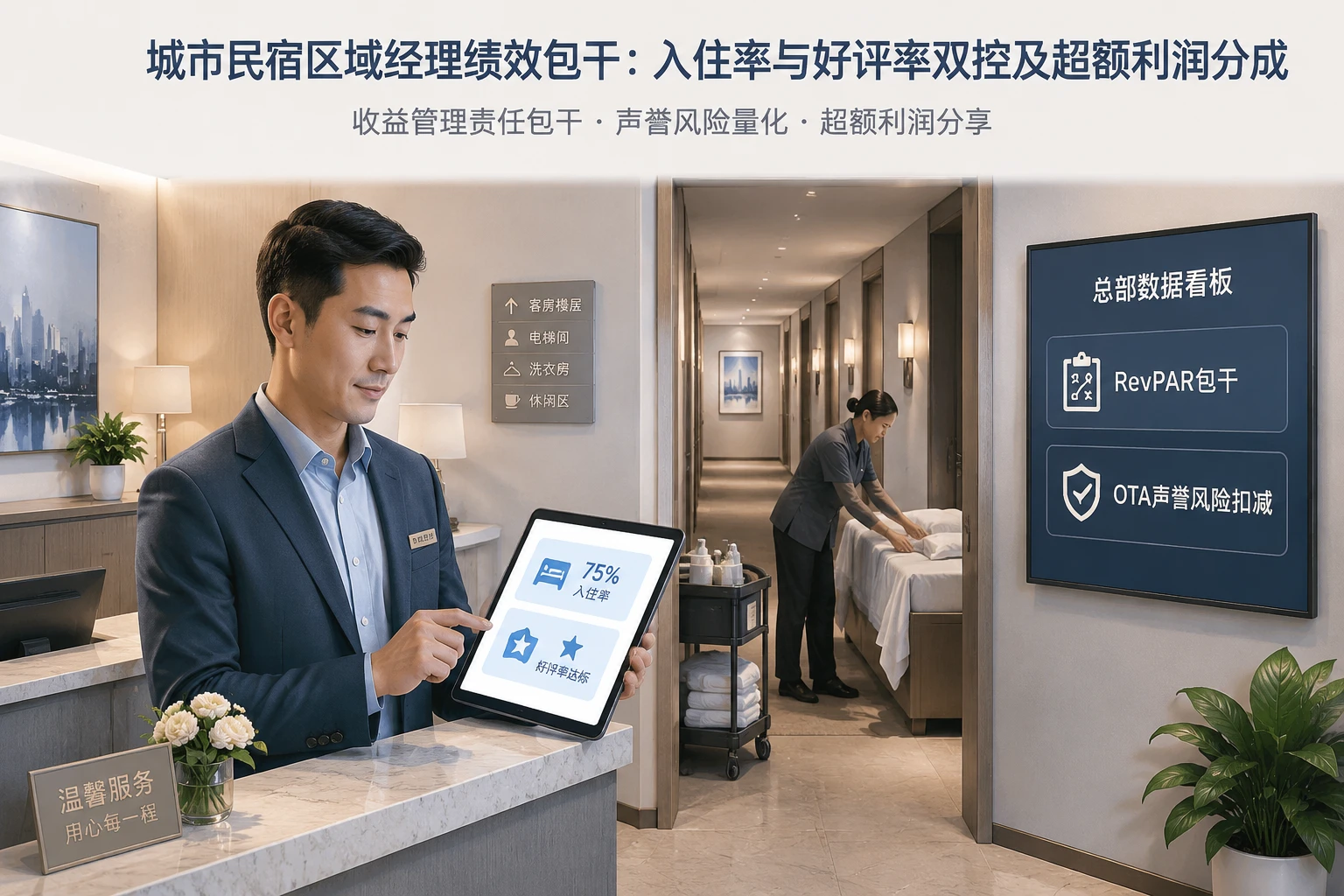 城市民宿区域经理绩效包干:入住率与好评率双控及超额利润分成