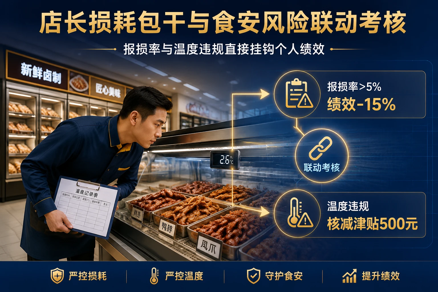 连锁卤味店长损耗包干表：报损率与食安风险扣减联动（2026年版）