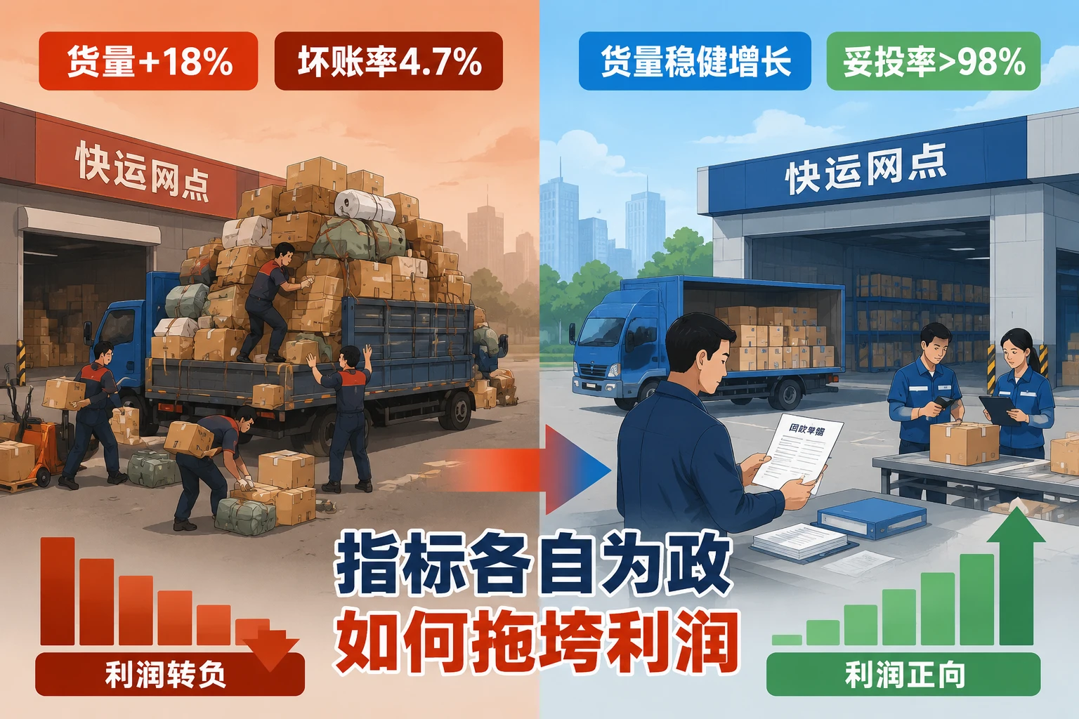 快运网点绩效递延20%:包仓成本与货量妥投坏账联动规则(2026年版)