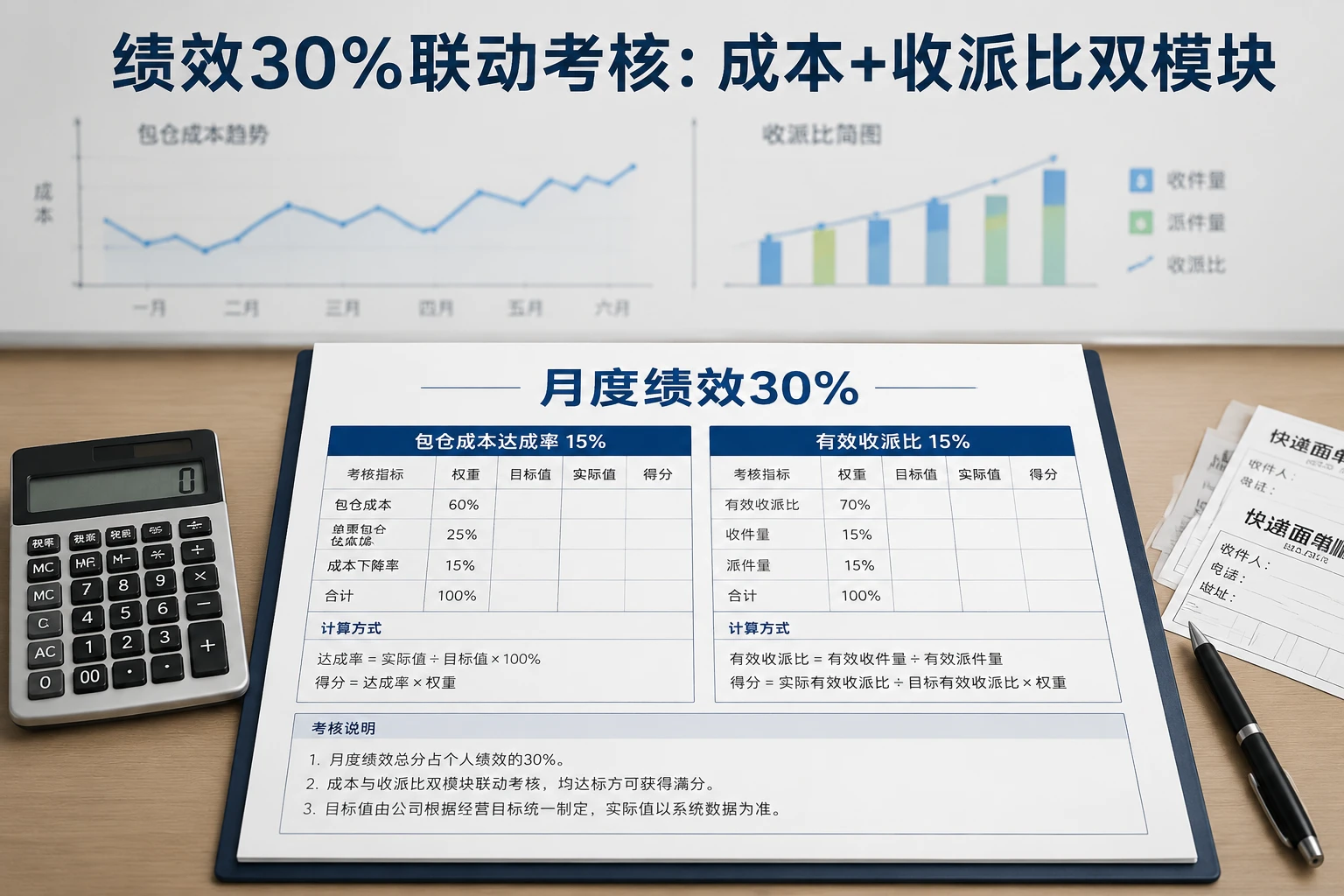 2026年快递网点负责人绩效联动方案:包仓成本管控与收派比双核激励