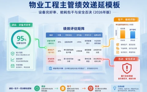 物业工程主管绩效递延模板：设备完好率、能耗包干与安全否决联动表单及填写指南（2026年版）