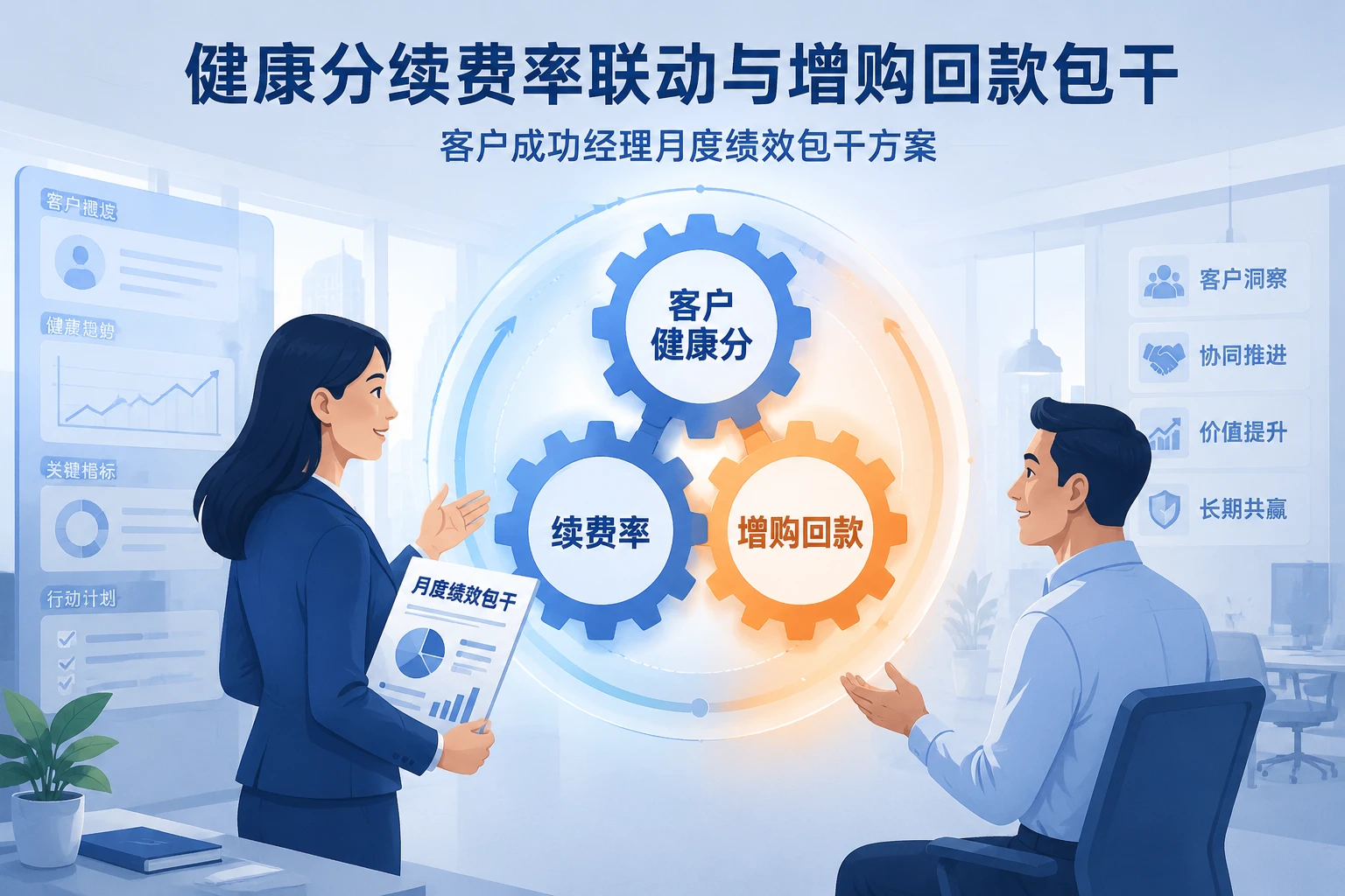 2026年SaaS客户成功经理绩效模板:健康分续费率联动与增购回款包干