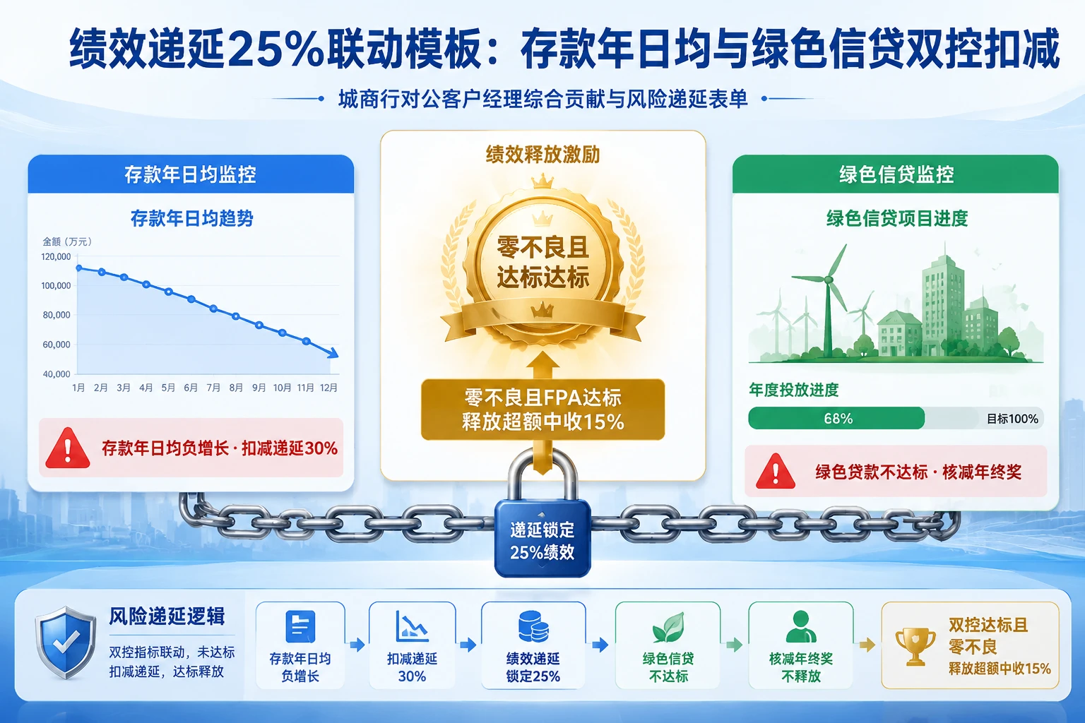 对公客户经理绩效递延25%联动模板：存款年日均与绿色信贷双控扣减