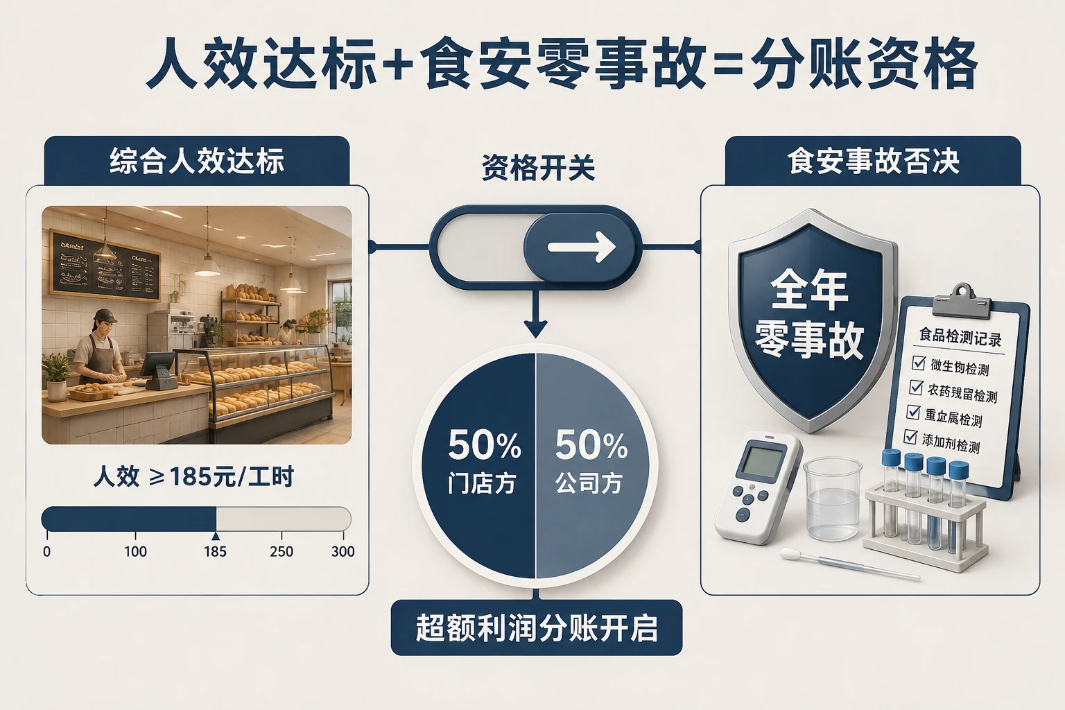 2026年连锁烘焙门店合伙人超额利润5:5分账与保证金扣减考核