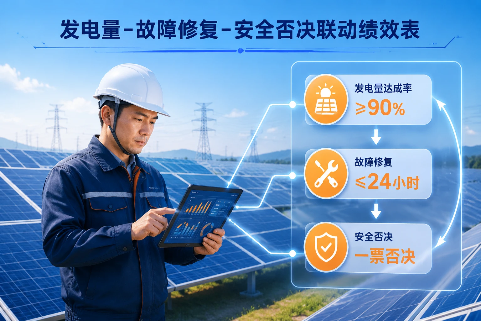 光伏电站运维主管绩效包干表:发电量-故障修复-安全否决联动(2026年版)